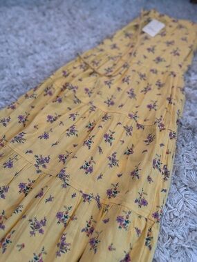 Free People Yellow Floral Maxi Skirt
